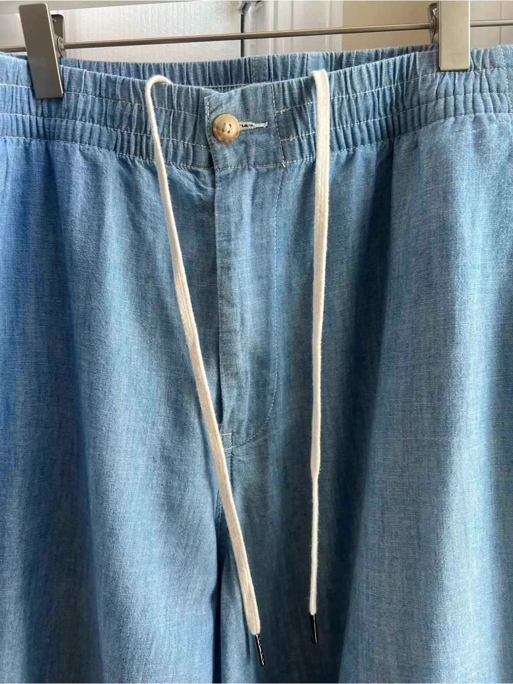 Polo Ralph Lauren Chambray Drawstring Pants Men XL Blue Cotton